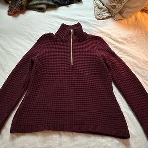 Elegant Maroon Half-Zip Women's Sweater